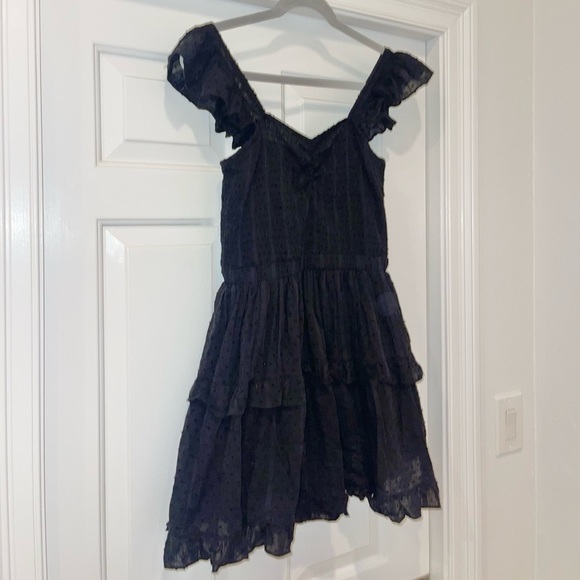 Chic Black Ruffle Mini Dress - Picture 2 of 6